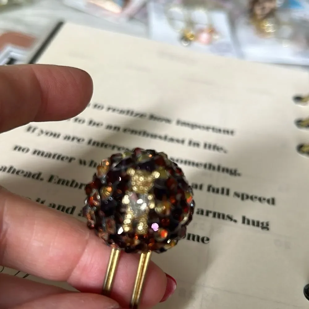 Charm clip crystals and teddy bear design round NWT